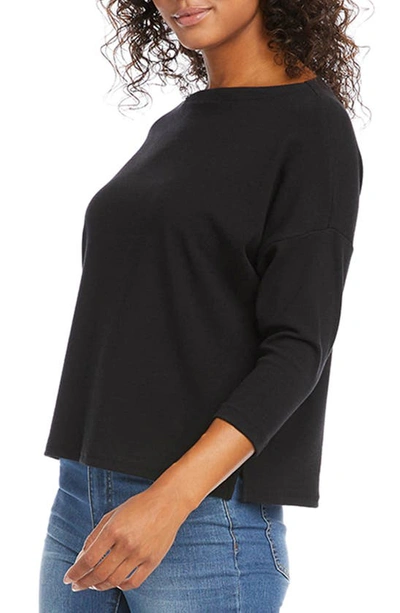 Karen Kane Knit Boatneck Top In Black