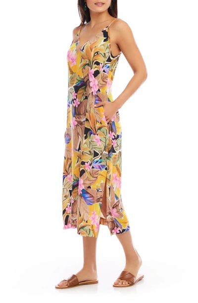 Shop Karen Kane Floral Midi Slipdress In Yellow Print