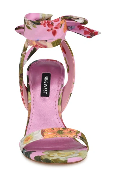 Shop Nine West Kelsie Ankle Tie Sandal In Medium Pink Floral Pink