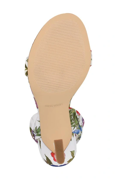 Nine West Kelsie Ankle Tie Sandal In White Floral Print