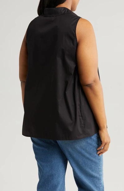 Shop Harshman Ziva Sleeveless Button-up Shirt In Black