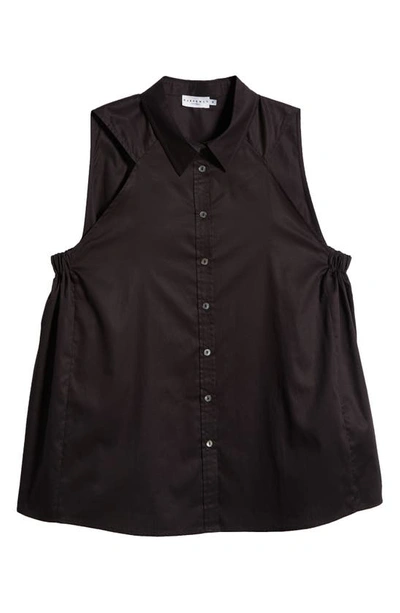 Shop Harshman Ziva Sleeveless Button-up Shirt In Black