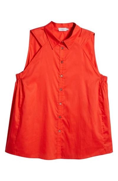 Shop Harshman Ziva Sleeveless Button-up Shirt In Poppy Red