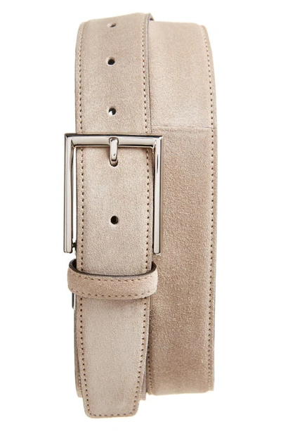 Shop Canali Suede Calfskin Leather Belt In Beige