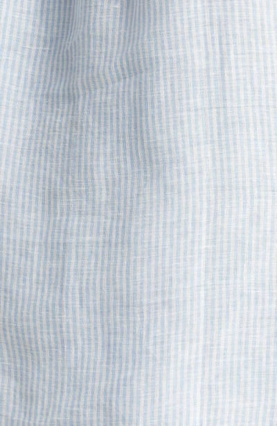 Shop Harshman Cordelia Ruffle Linen Top In White Blue Stripes