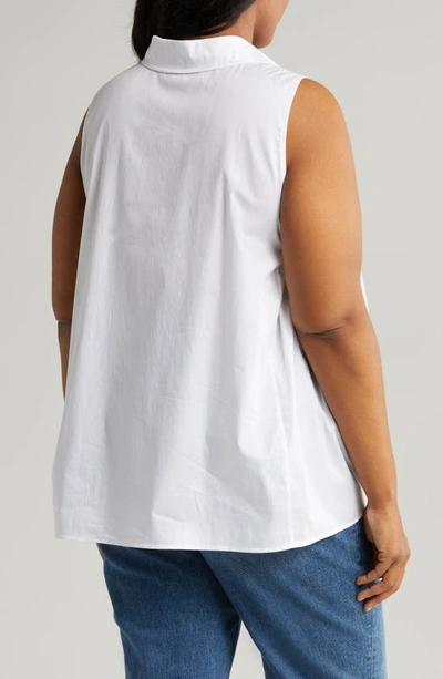 Shop Harshman Ziva Sleeveless Button-up Shirt In White