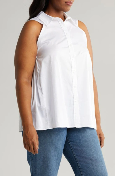 Harshman Ziva Sleeveless Button-up Shirt In White