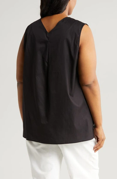 Harshman Plus Size Aria Pleated Cotton Tank In Black