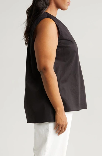 Harshman Plus Size Aria Pleated Cotton Tank In Black