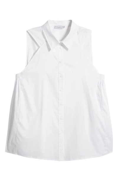 Harshman Ziva Sleeveless Button-up Shirt In White