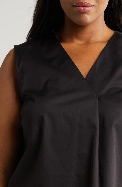 Harshman Plus Size Aria Pleated Cotton Tank In Black