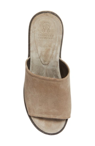 Shop Brunello Cucinelli Monili Platform Wedge Slide Sandal In Beige