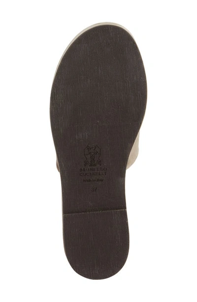 Brunello Cucinelli Monili Platform Wedge Slide Sandal In Beige