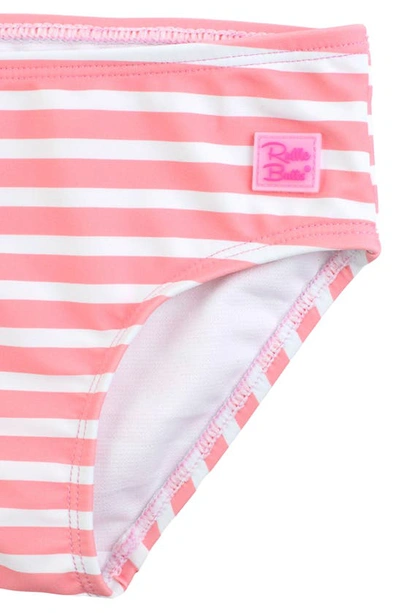 Rufflebutts Kids' Flamingo Frenzy Long Sleeve Two-piece Rashguard Swimsuit In Blue