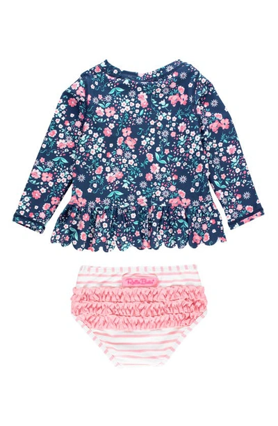 Rufflebutts Kids' Moonlit Meadow Long Sleeve Two-piece Swimsuit In Blue