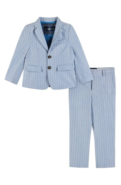 Shop Andy & Evan Kids' Textured Suit In Chambray