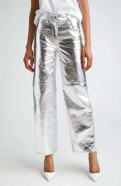 Shop Interior The Sterling Metallic Leather Pants In Aluminum