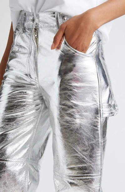 Shop Interior The Sterling Metallic Leather Pants In Aluminum