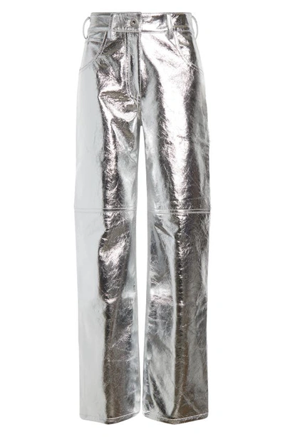 Shop Interior The Sterling Metallic Leather Pants In Aluminum