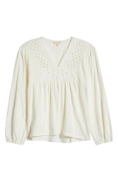 Shop Lucky Brand Lace Trim Cotton Peasant Top In Whisper White