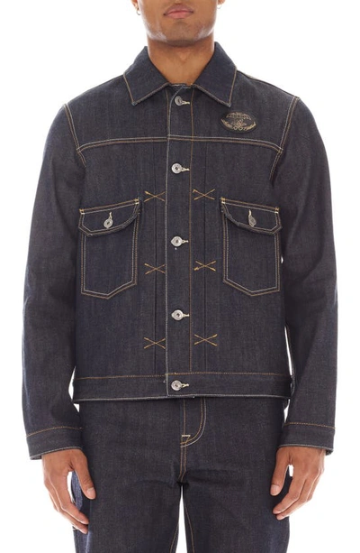 Shop Cult Of Individuality Embroidered Denim Trucker Jacket In Raw