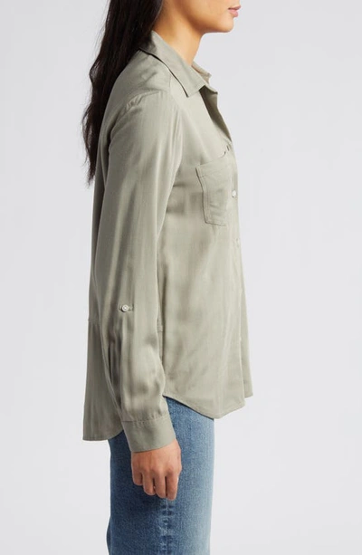 Shop Beachlunchlounge Arlie Button-up Shirt In Olivine