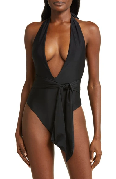 Shop Ramy Brook Raquel Plunge One-piece Swimsuit In Black