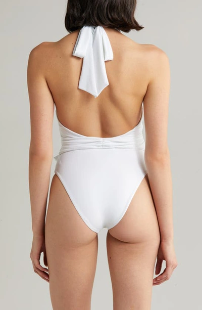 Shop Ramy Brook Raquel Plunge One-piece Swimsuit In White