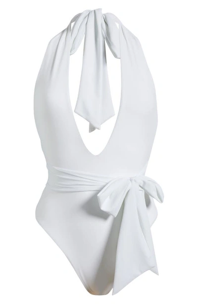 Shop Ramy Brook Raquel Plunge One-piece Swimsuit In White