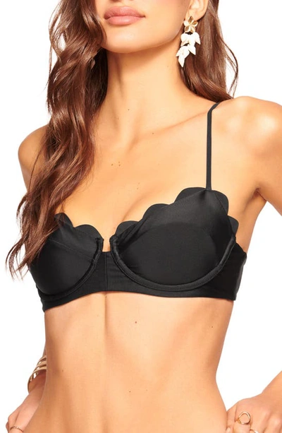 Shop Ramy Brook Leyla Scalloped Underwire Bikini Top In Black