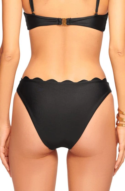 Shop Ramy Brook Amani Scalloped Bikini Bottoms In Black