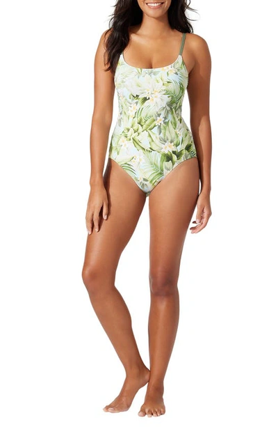 Shop Tommy Bahama Paradise Fronds Reversible One-piece Swimsuit In Light Swimming Pool Rev