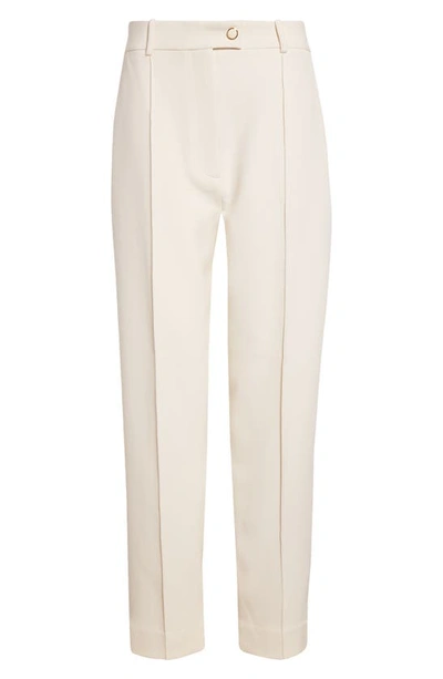 Shop St John Stretch Crepe Tapered Ankle Pants In Ecru