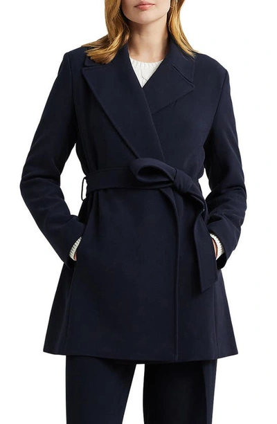 Shop Lauren Ralph Lauren Belted Coat In Dk Navy
