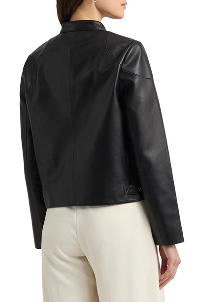 Shop Lauren Ralph Lauren Scuba Leather Jacket In Black