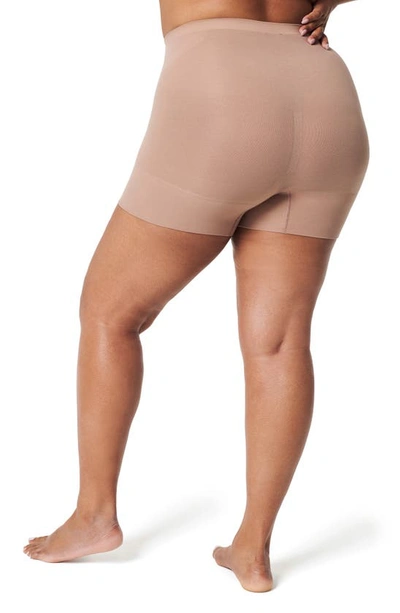 Shop Spanx Shorty Seamless Shaper Shorts In Cafe Au Lait