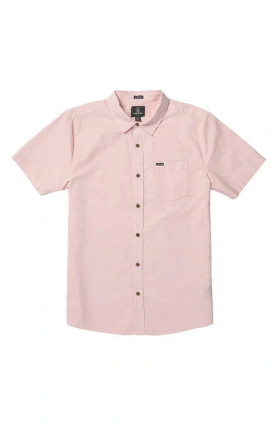 Shop Volcom Crownstone Short Sleeve Button-up Shirt In Lilac Ash