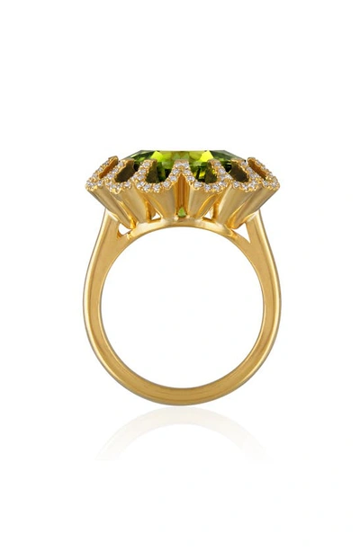 Shop Mindi Mond Floating Peridot & Diamond Ring In Gold/ Peridot/ Diamond