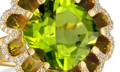 Shop Mindi Mond Floating Peridot & Diamond Ring In Gold/ Peridot/ Diamond