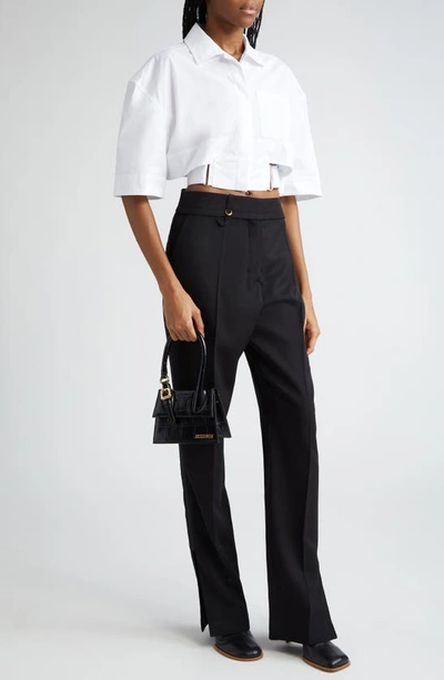 Jacquemus Le Chiquito Croc-embossed Leather Crossbody Bag In Black 990