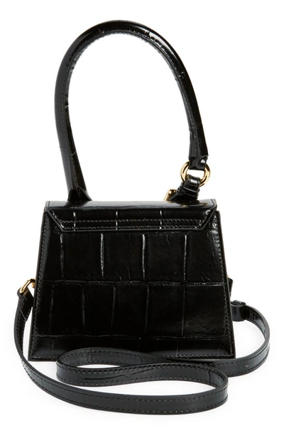 Shop Jacquemus Le Chiquito Croc-embossed Leather Crossbody Bag In Black 990