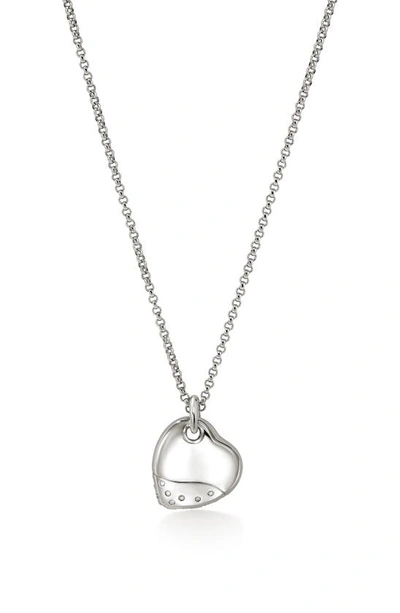 Shop John Hardy Pebble Heart Pavé Diamond Short Pendant Necklace In Silver