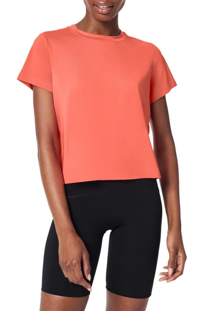 Shop Spanx Butter Boxy Performance T-shirt In Cardinal Coral