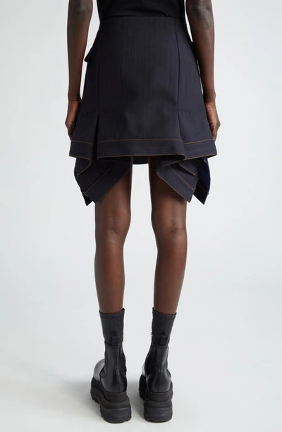 Shop Sacai Pinstripe Double Breasted Skirt In Navy