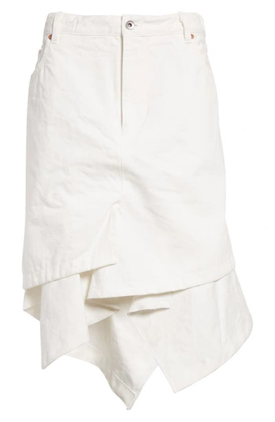 Shop Sacai Asymmetric Denim Skirt In Off White