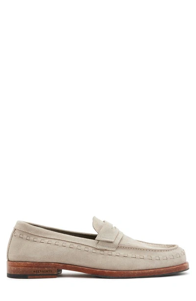 Shop Allsaints Sammy Suede Penny Loafer In Sand