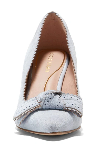 Shop Cole Haan Bellport Bow Pointed Toe Pump In Heather Blue Suede