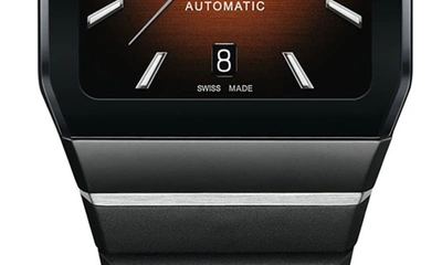 Shop Rado Anatom Automatic Bracelet Watch, 32.5mm In Black/ Orange