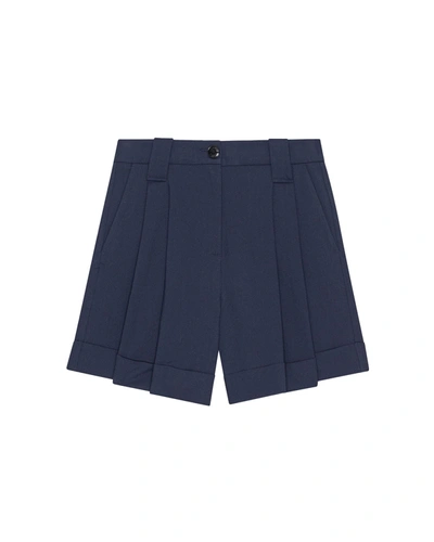 Shop Ganni Light Solid Shorts In Blue