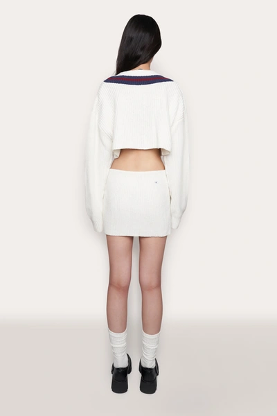 Danielle Guizio Ny Guizio X Champion Rib Knit Mini Skirt In Chalk White